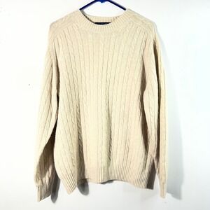 Mens Davis & Squire 2 Ply Cashmere Cable Knit Sweater Oat  Beige L